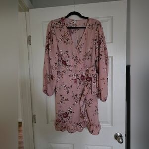 Floral Pink Wrap Dress